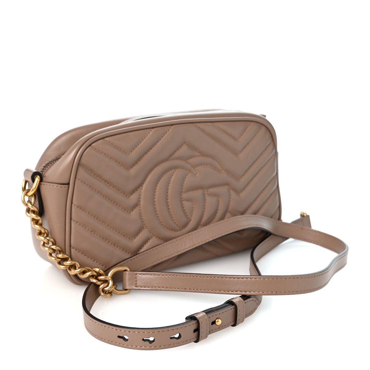 Calfskin Matelasse Small GG Marmont Chain Shoulder Bag Porcelain Rose