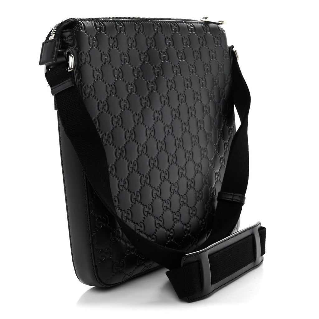 Guccissima Signature Medium Flat Messenger Bag Black