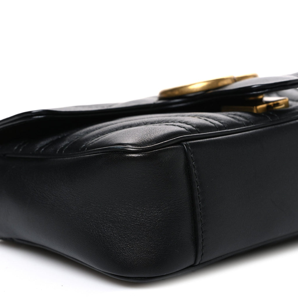 Calfskin Matelasse Mini GG Marmont Shoulder Bag Black