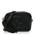 Pebbled Calfskin Small Soho Disco Bag Black