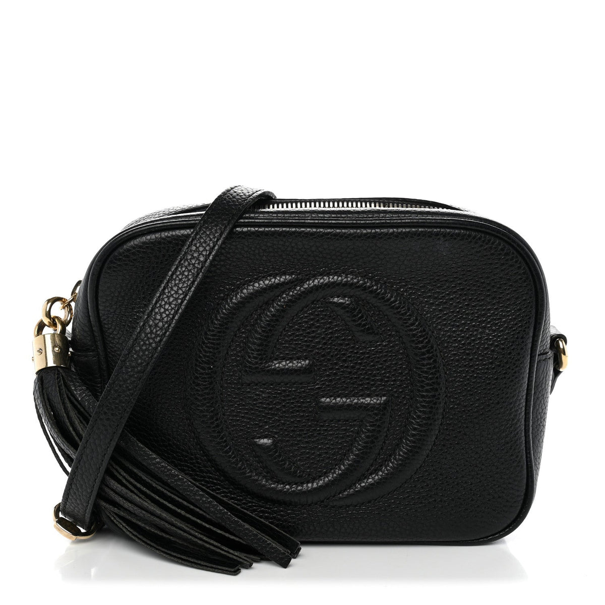 Pebbled Calfskin Small Soho Disco Bag Black