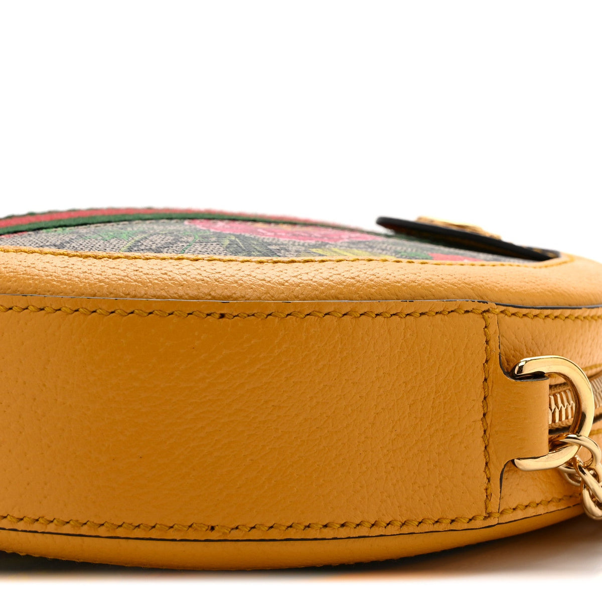 GG Supreme Monogram Flora Web Mini Ophidia Round Shoulder Bag Beige Multicolor Crop