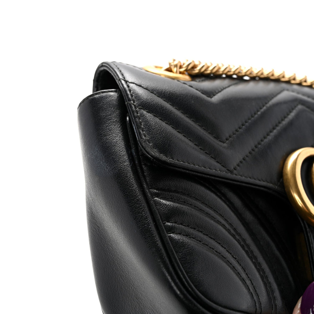 Calfskin Matelasse Mini GG Marmont Shoulder Bag Black