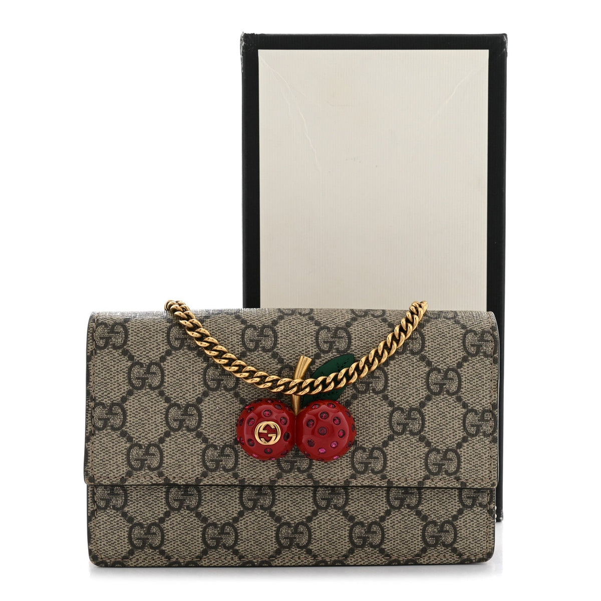 GG Supreme Monogram Mini Cherry Chain Bag