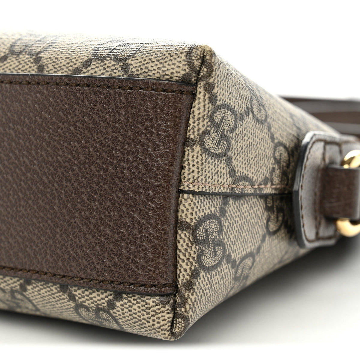 GG Supreme Monogram Textured Dollar Calfskin Web Small Ophidia Dome Shoulder Bag Beige Ebony New Acero