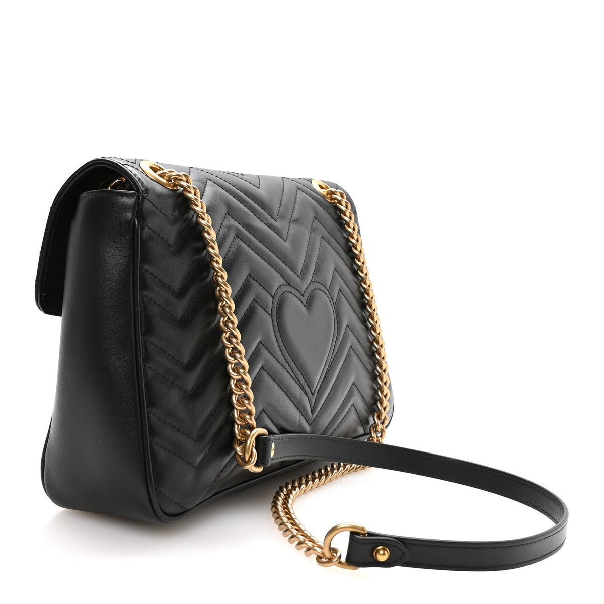 Calfskin Matelasse Medium GG Marmont Shoulder Bag Black