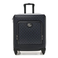 GG Supreme Monogram Textured Dollar Calfskin Web Ophidia Small Savoy Cabin Trolley Black Blue