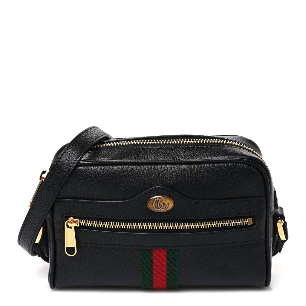 Calfskin Web Mini Ophidia Shoulder Bag Black