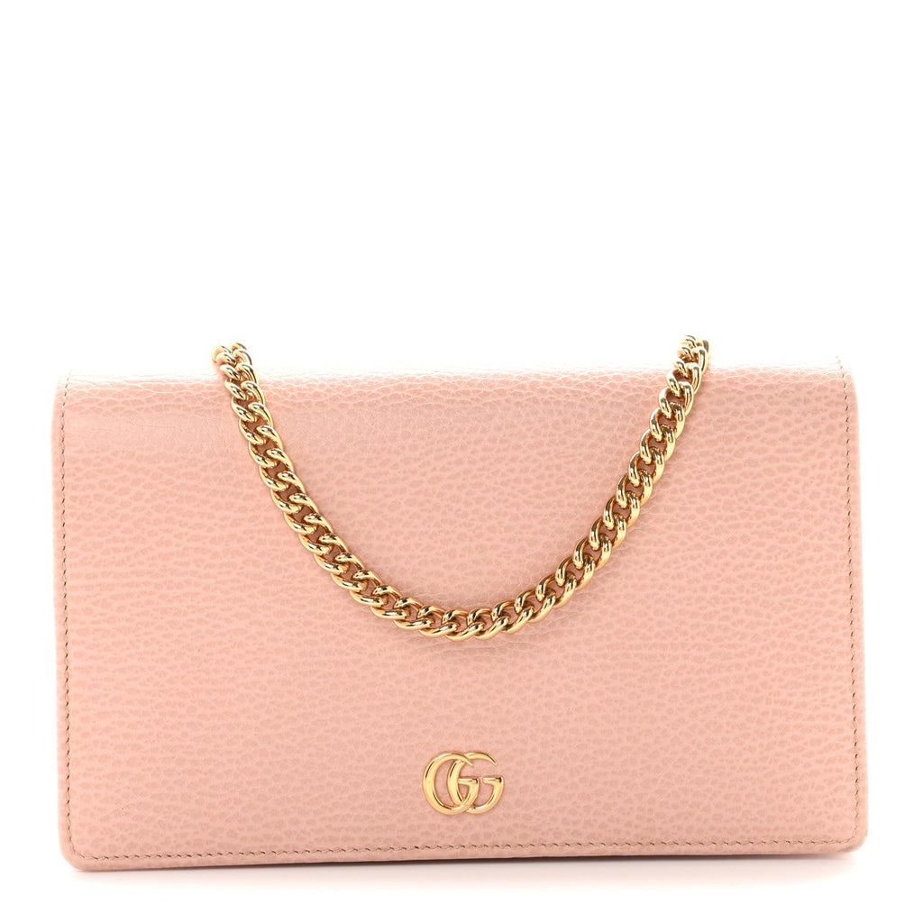 Dollar Calfskin Mini GG Marmont Chain Wallet Perfect Pink