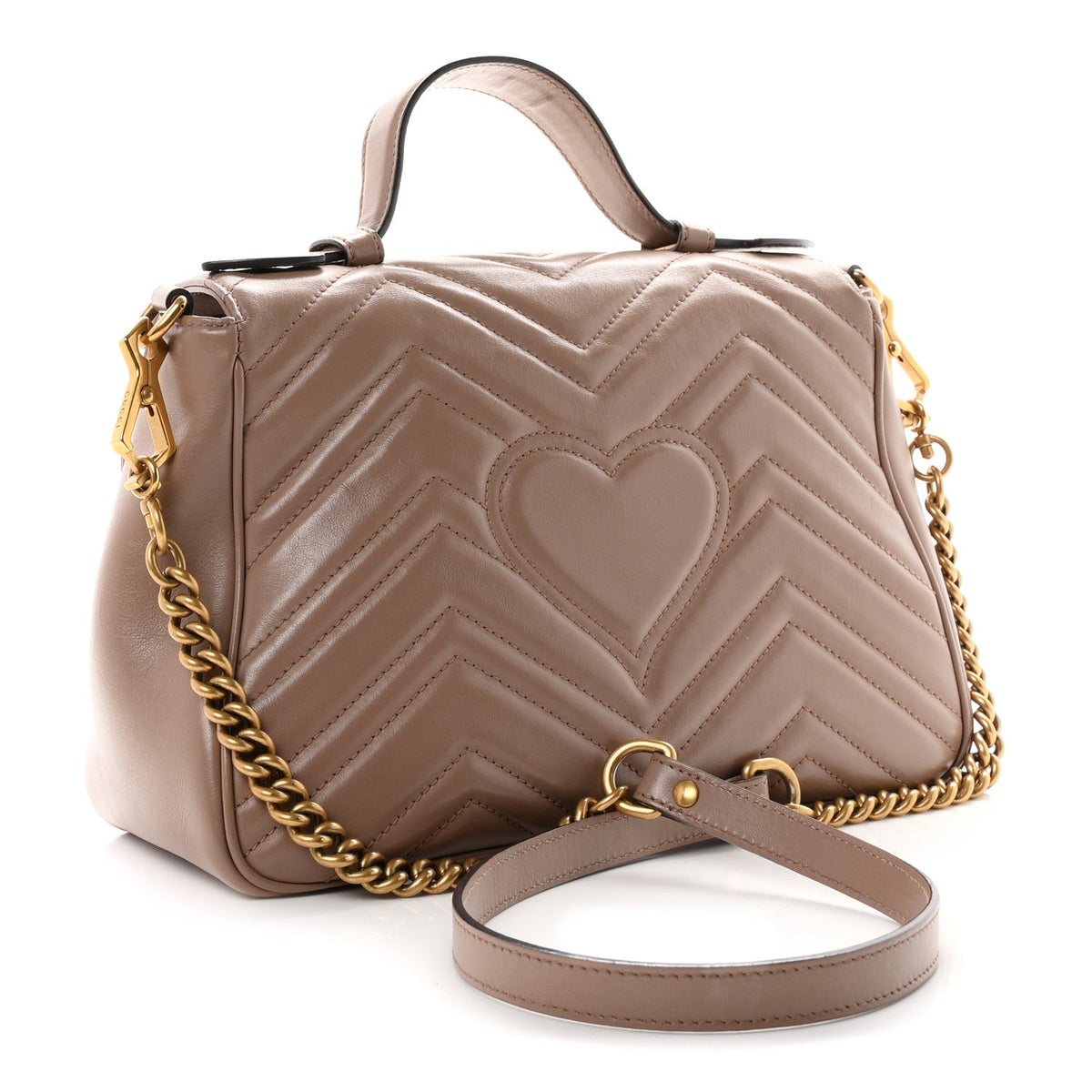 Calfskin Matelasse Small GG Marmont Top Handle Shoulder Bag Porcelain Rose