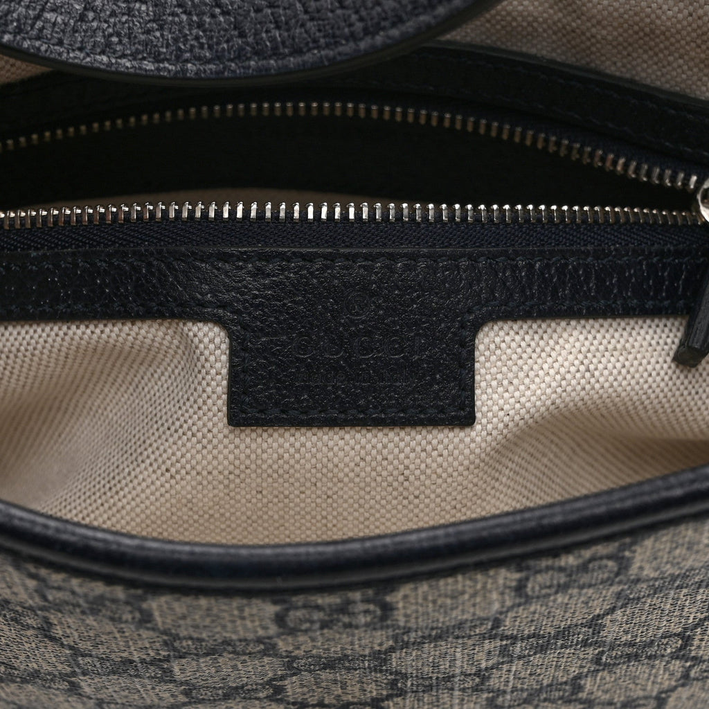 GG Supreme Monogram Textured Dollar Calfskin Web Small Jackie 1961 Hobo Beige Blue