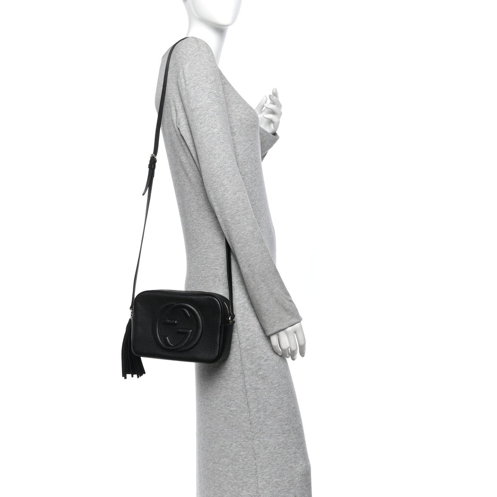 Pebbled Calfskin Small Soho Disco Bag Black