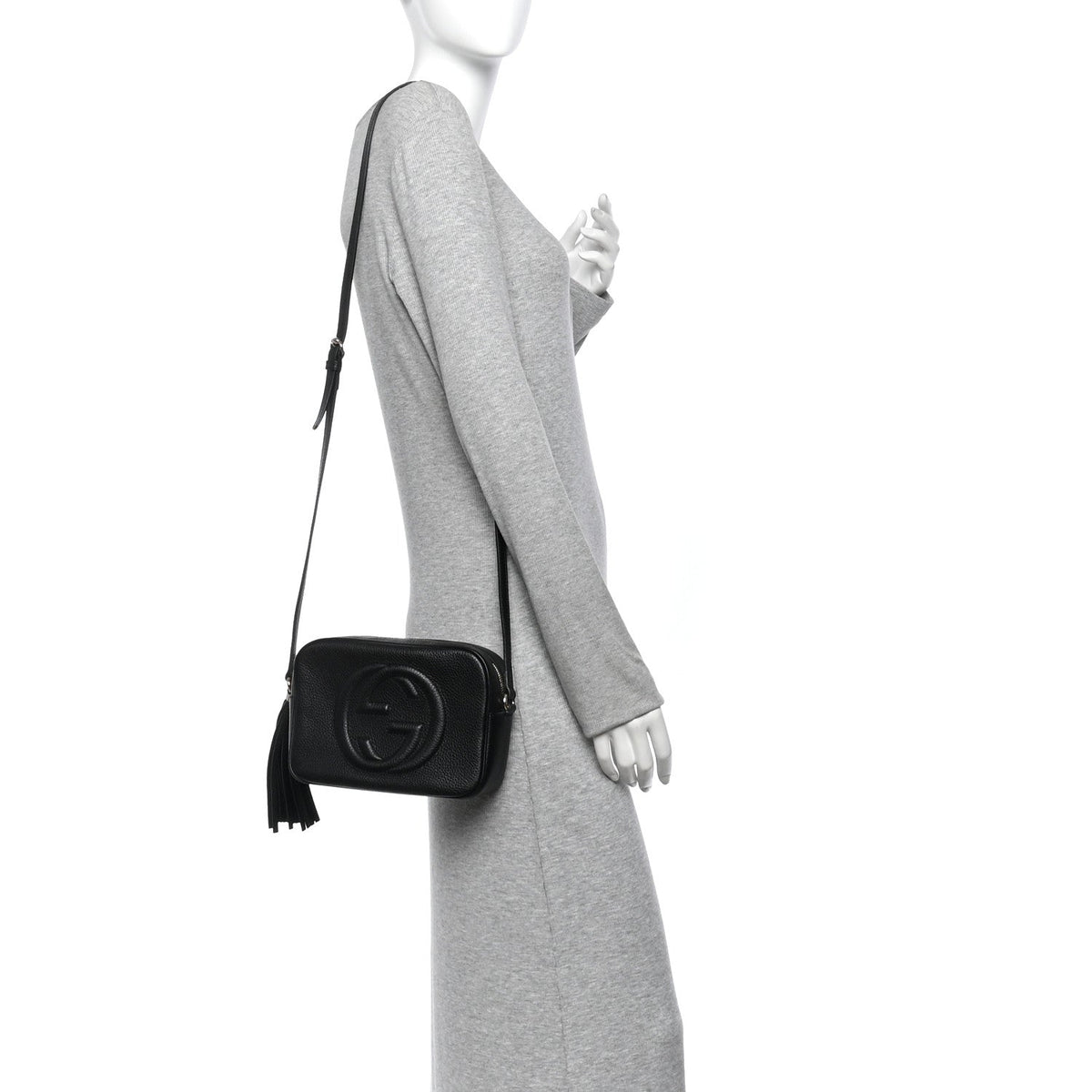 Pebbled Calfskin Small Soho Disco Bag Black