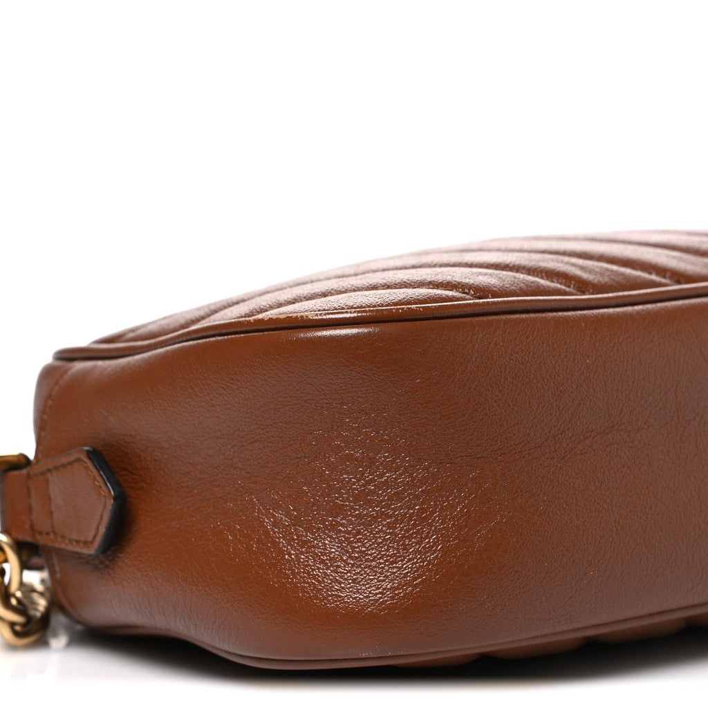 Glazed Calfskin Matelasse Diagonal Small GG Marmont Chain Shoulder Bag Cuir