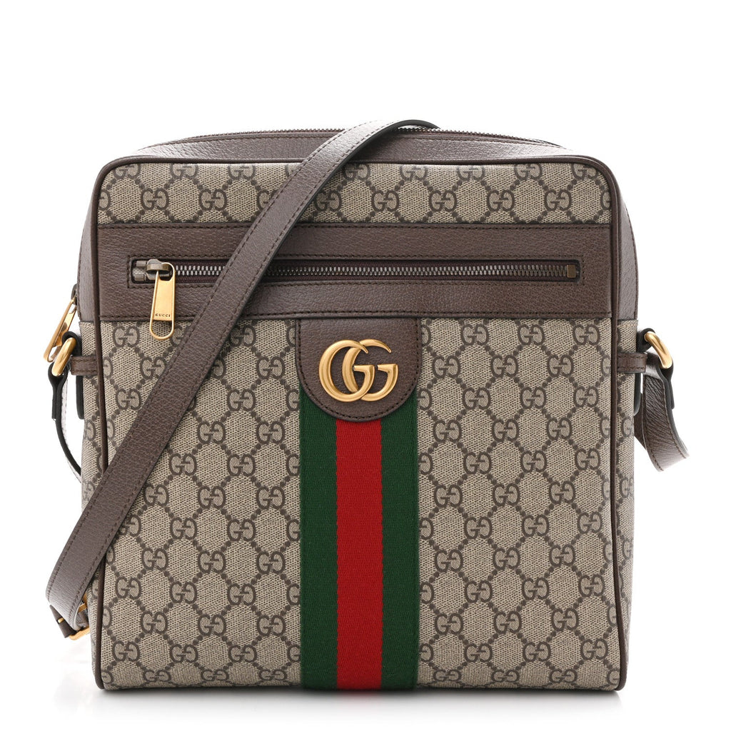 GG Supreme Monogram Web Medium Ophidia Messenger Bag Brown