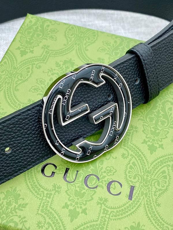 GUCCI Embellished coated-canvas and leather belt 'Black'