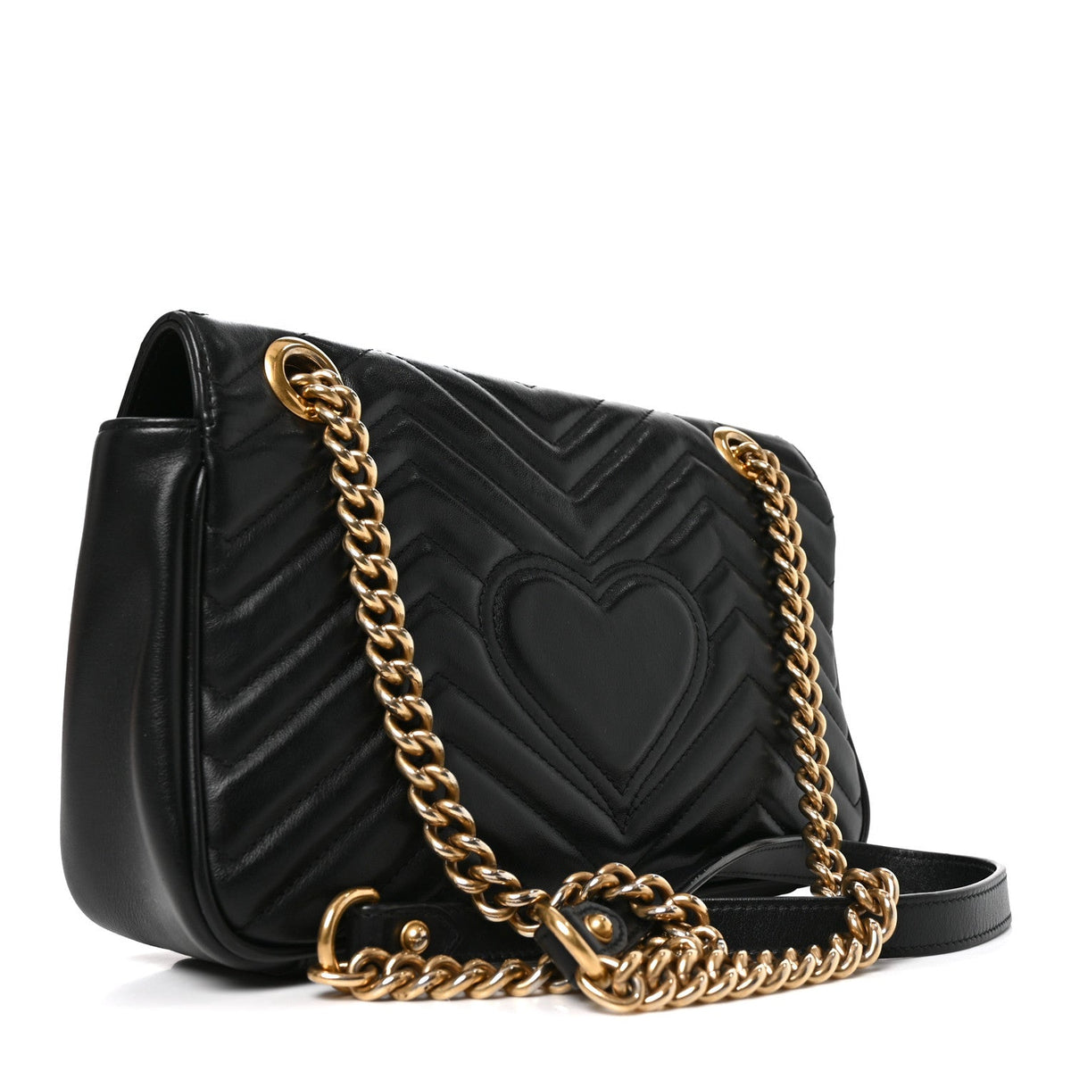 Calfskin Matelasse Small GG Marmont Shoulder Bag Black