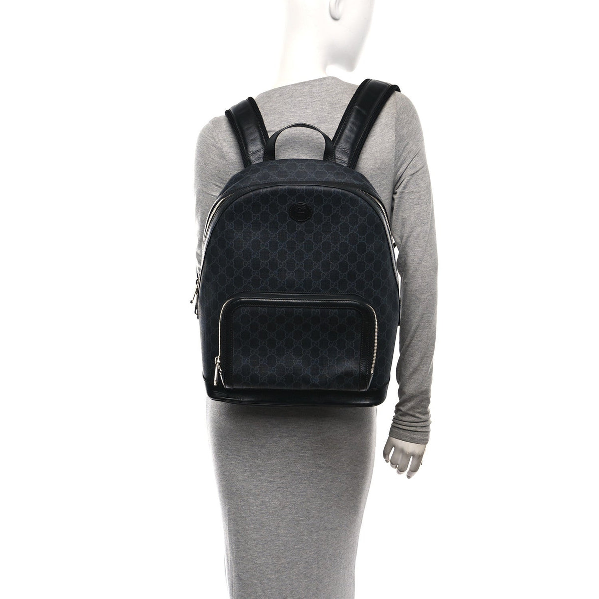 GG Supreme Monogram Textured Calfskin Retro Interlocking G Backpack Black