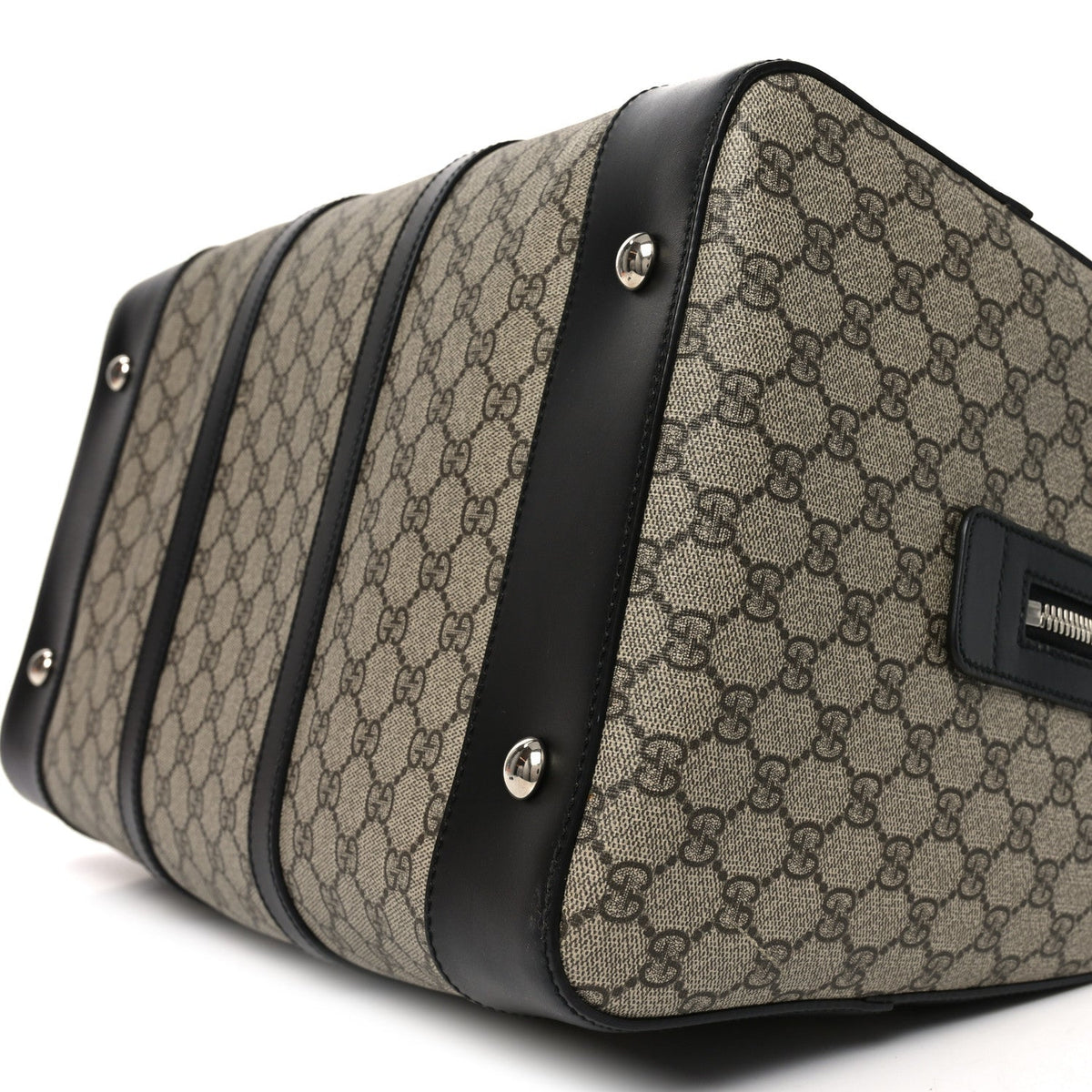 GG Supreme Monogram Selleria Calfskin Medium Duffle Beige Ebony Black
