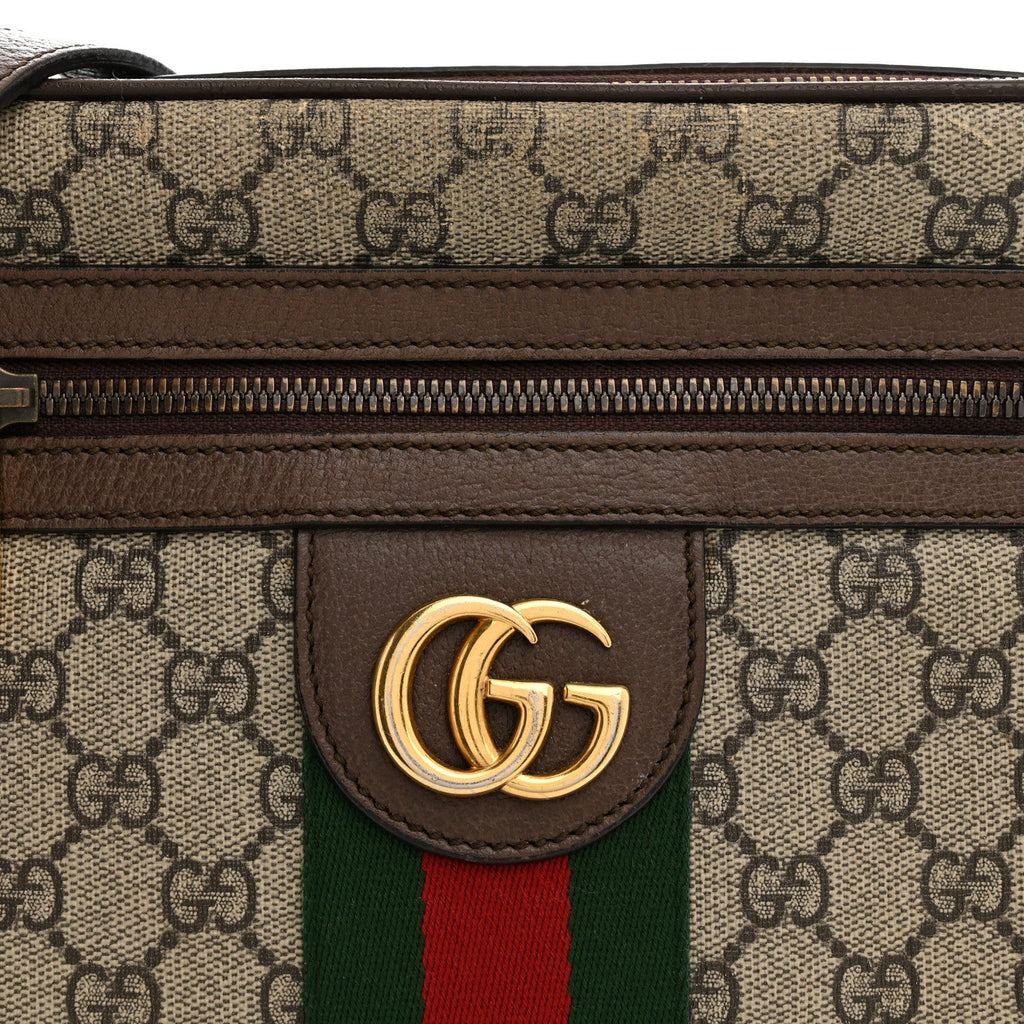 GG Supreme Monogram Web Small Ophidia Messenger Bag Brown