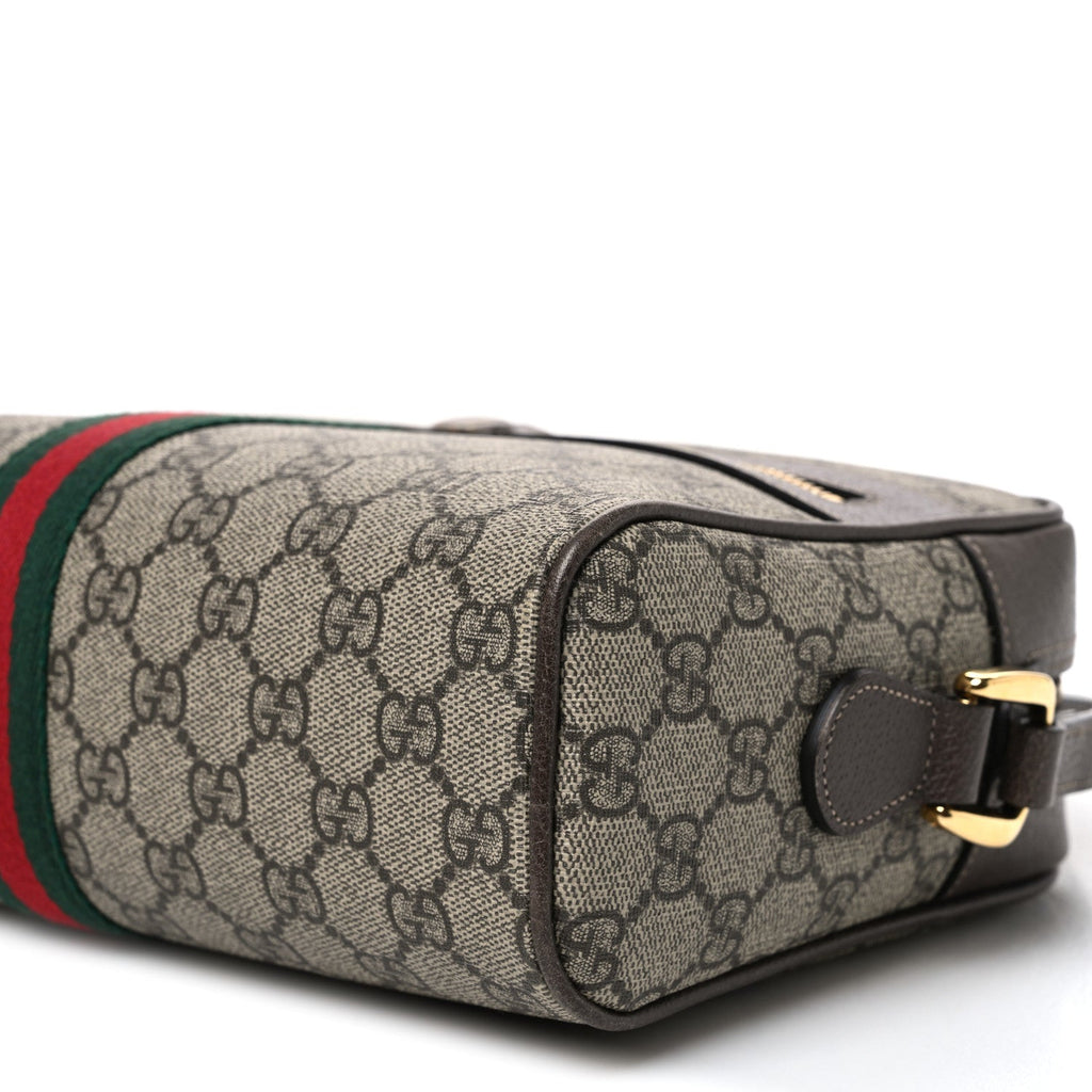GG Supreme Monogram Web Small Ophidia Shoulder Bag Brown