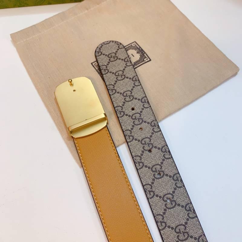 GUCCI Embellished coated-canvas and leather belt 'Beige'