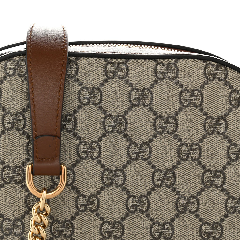 GG Supreme Monogram Cuoio Toscano Mini Chain Shoulder Bag Beige Ebony Cuir