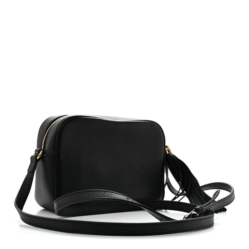 Pebbled Calfskin Small Soho Disco Bag Black