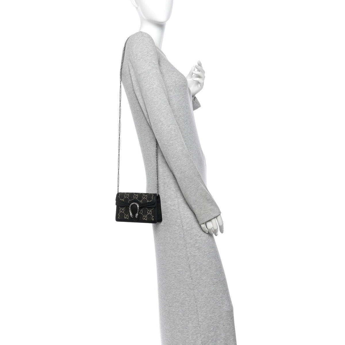 Jacquard Black Denim GG Monogram Super Mini Dionysus Shoulder Bag Black Ivory
