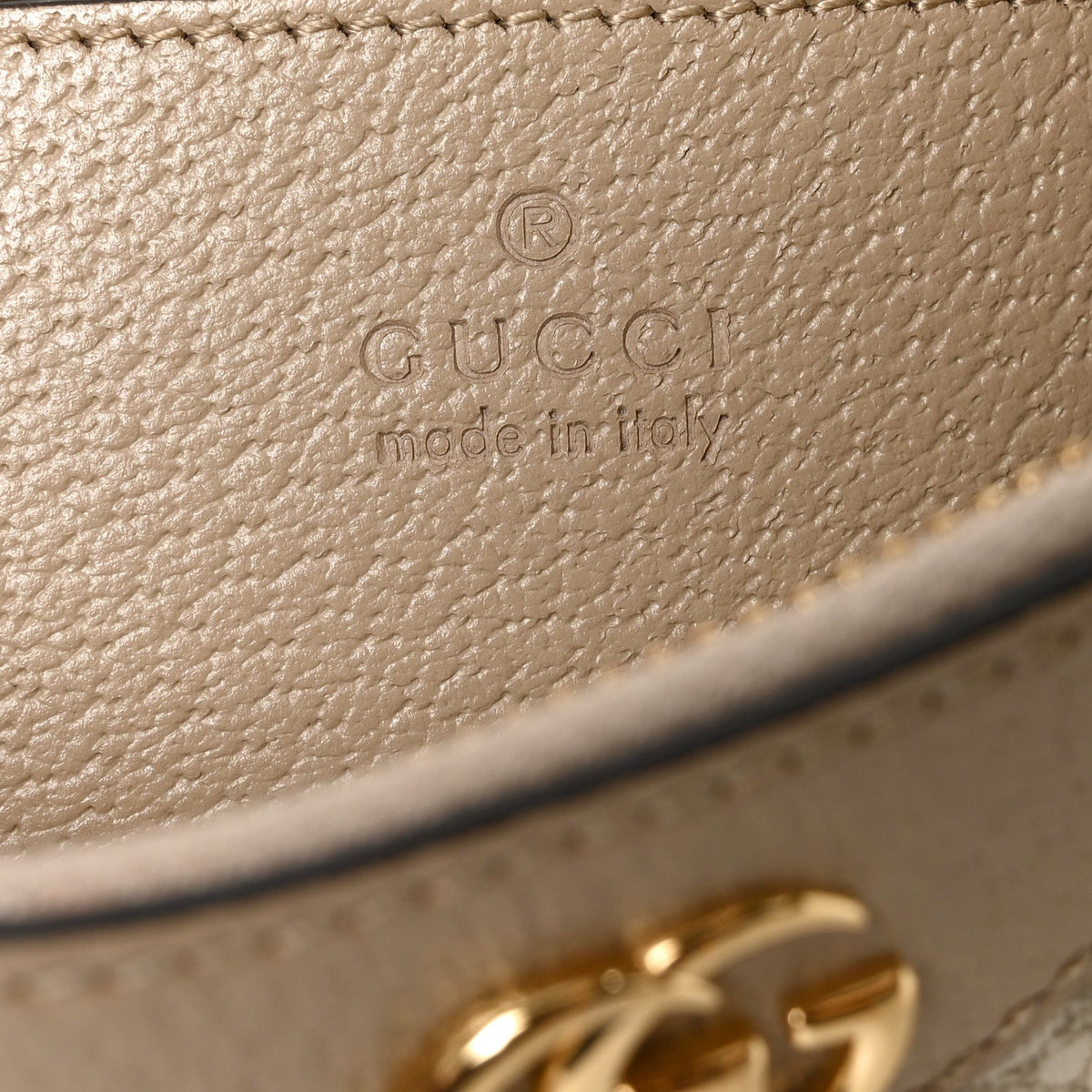 GG Supreme Monogram Textured Dollar Calfskin Small Ophidia Hobo Beige Mystic White Oatmeal