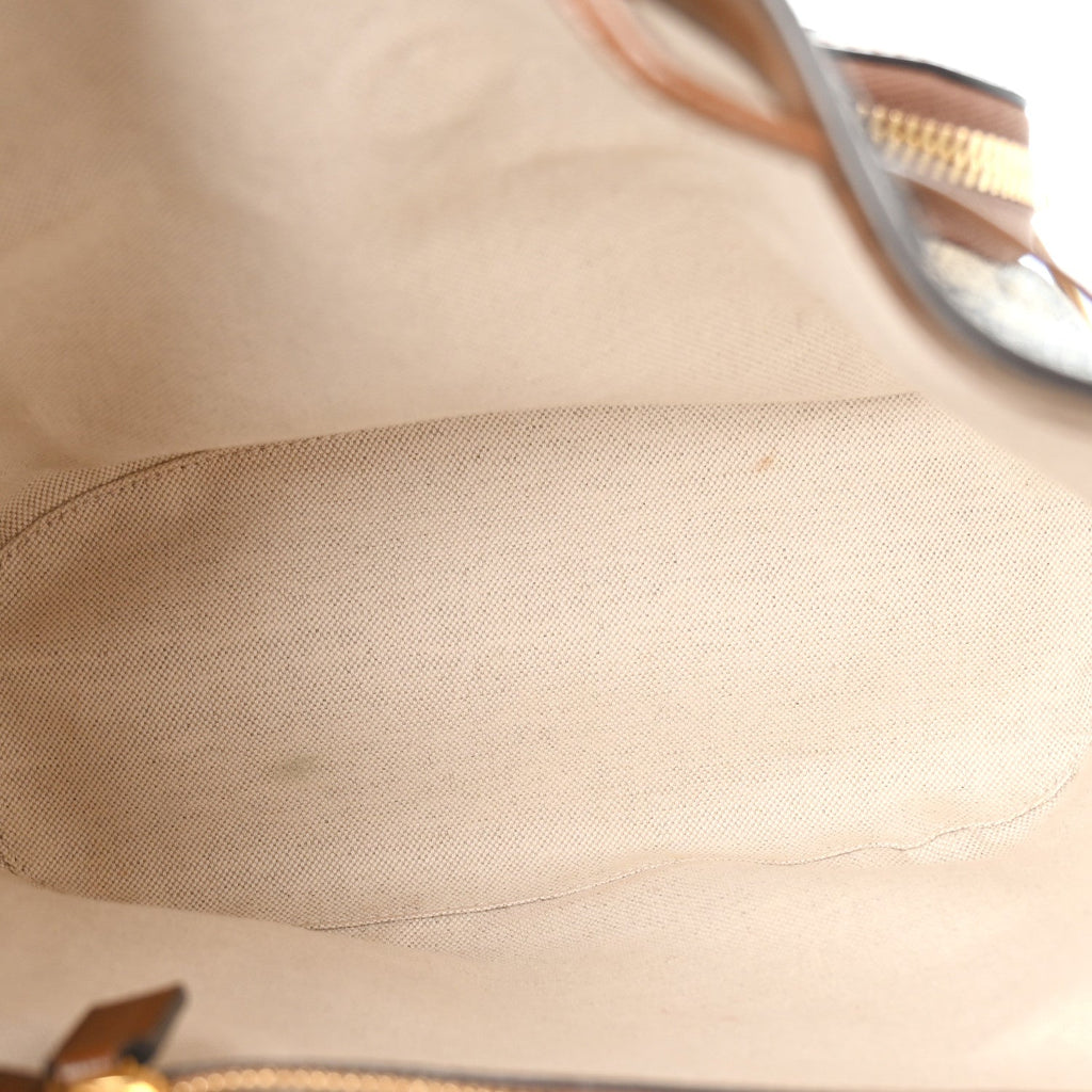 GG Supreme Monogram Azalea Calfskin Retro Interlocking G Buckle Backpack Beige Ebony Brown Sugar