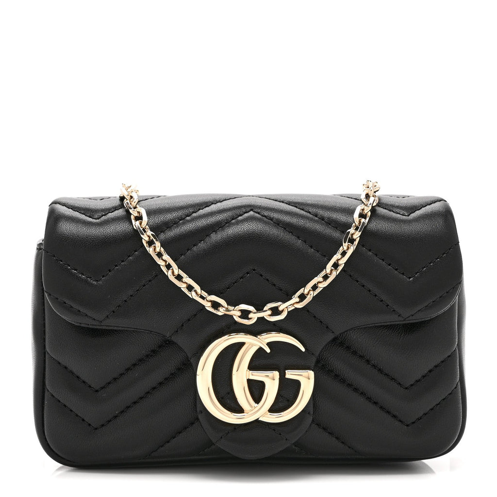 Lambskin Matelasse Mini GG Marmont Shoulder Bag Black