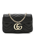 Lambskin Matelasse Mini GG Marmont Shoulder Bag Black