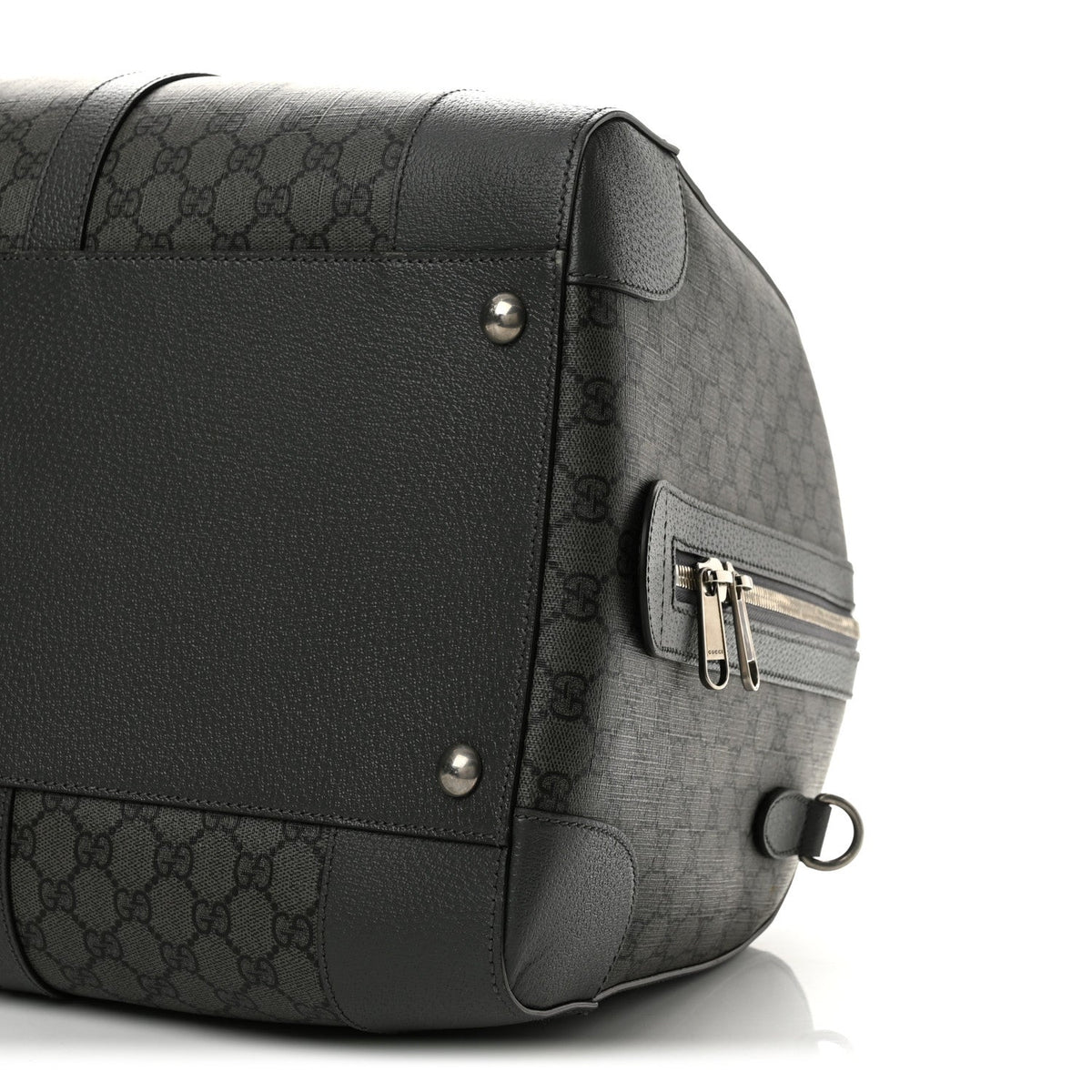 GG Supreme Monogram Textured Dollar Calfskin Large Savoy Duffle Bag Grey Black Graphite Grey