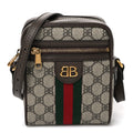 X BALENCIAGA BB Supreme Monogram Web Mini Ophidia Messenger Beige New Acero