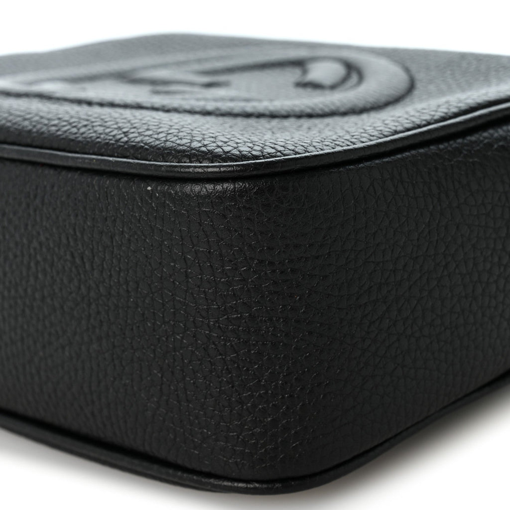 Pebbled Calfskin Small Soho Disco Bag Black