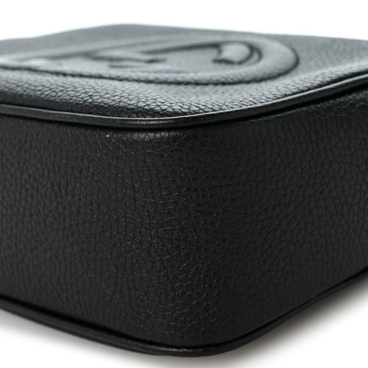 Pebbled Calfskin Small Soho Disco Bag Black