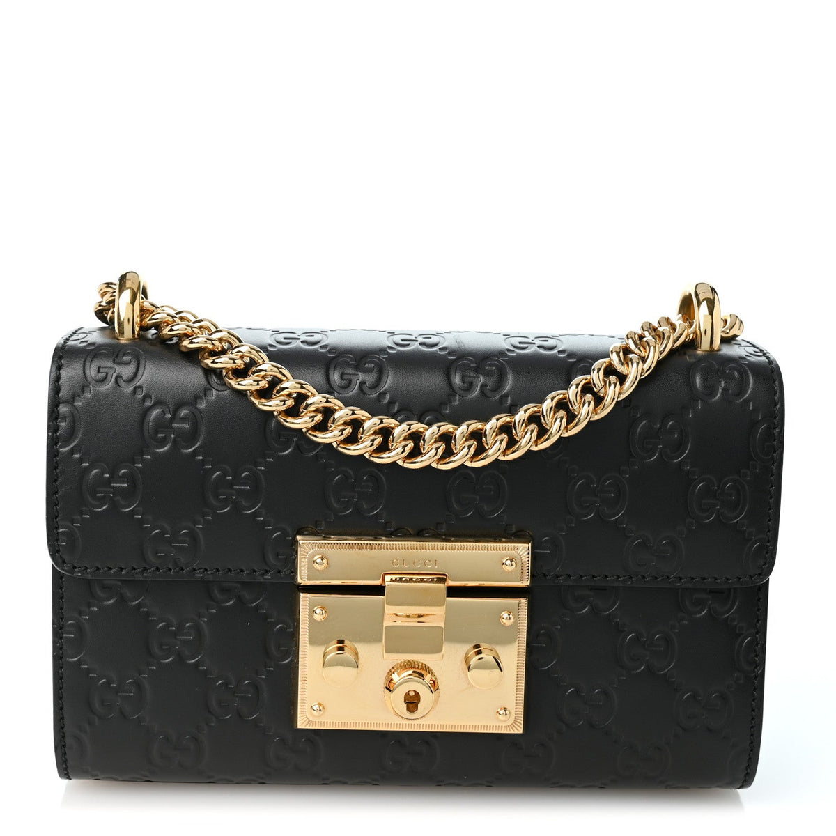 Guccissima Small Padlock Shoulder Bag Black