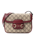 GG Supreme Monogram Web Mini Horsebit 1955 Shoulder Bag Beige Burgundy