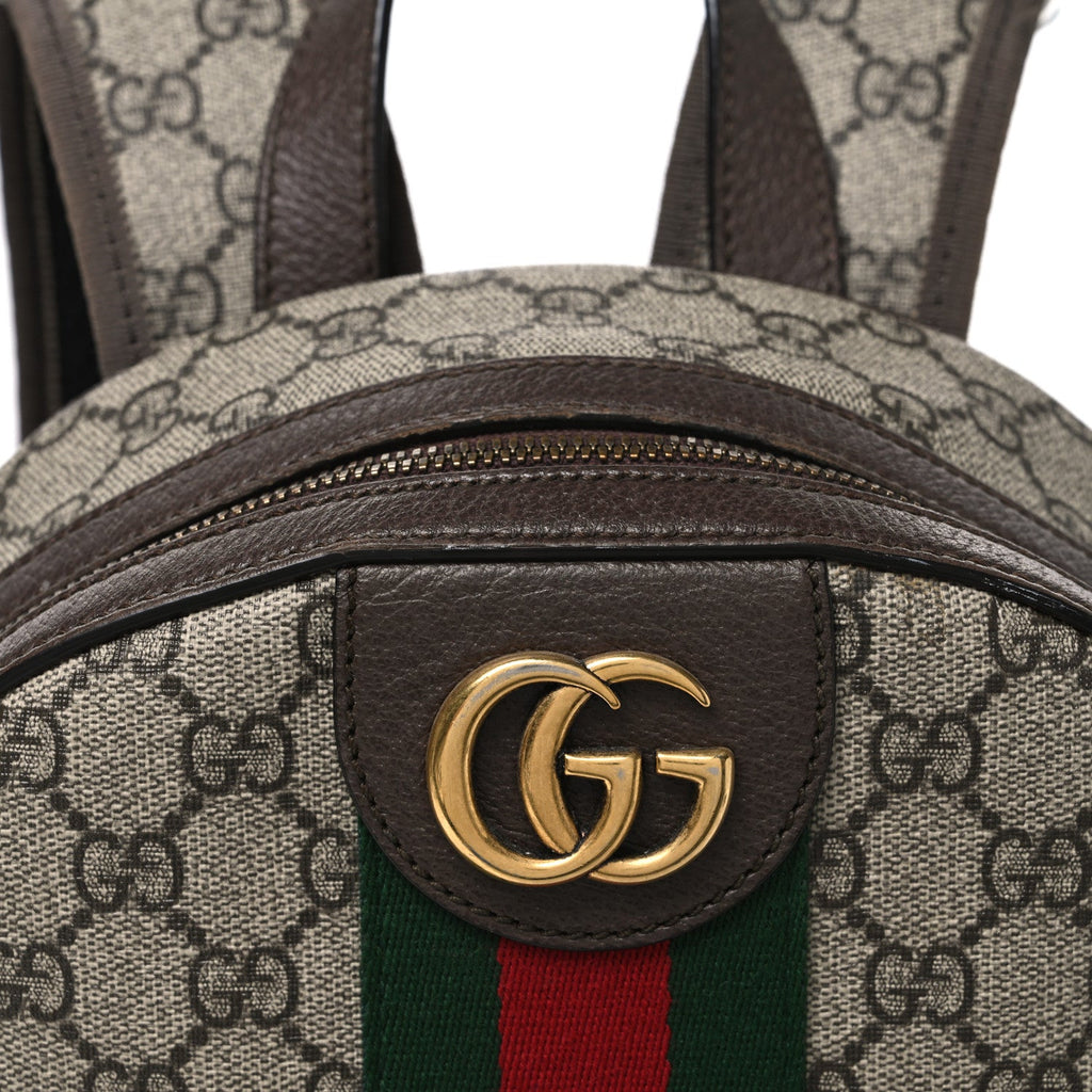 GG Supreme Monogram Calfskin Web Small Ophidia Day Backpack Beige Ebony New Acero