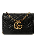 Calfskin Matelasse GG Marmont Chain Wallet Black