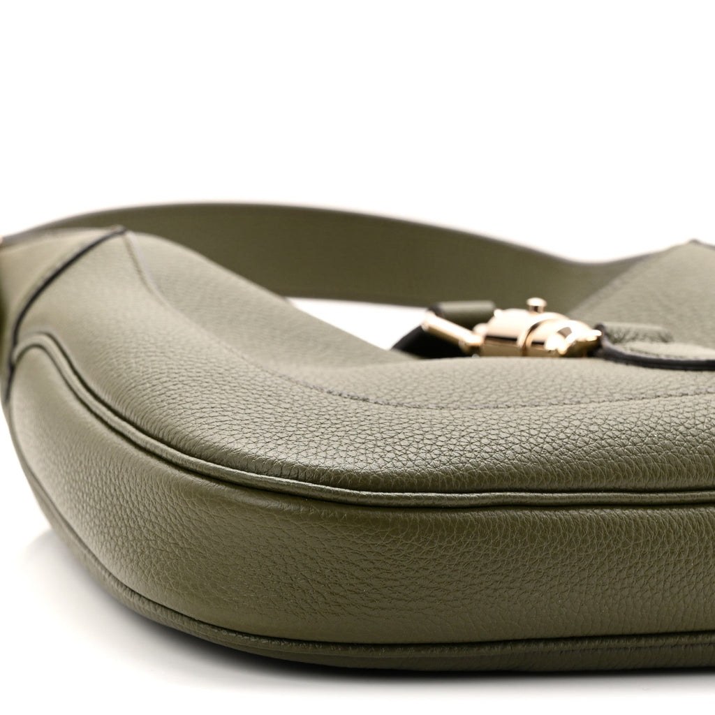 Grained Calfskin Web Medium Jackie 1961 Hobo Dark Green