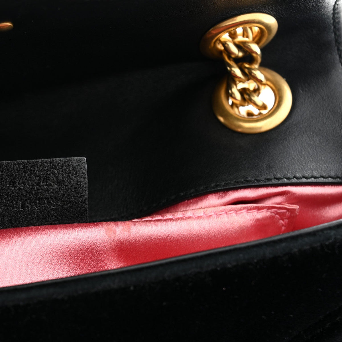 Velvet Matelasse Mini GG Marmont Shoulder Bag Black