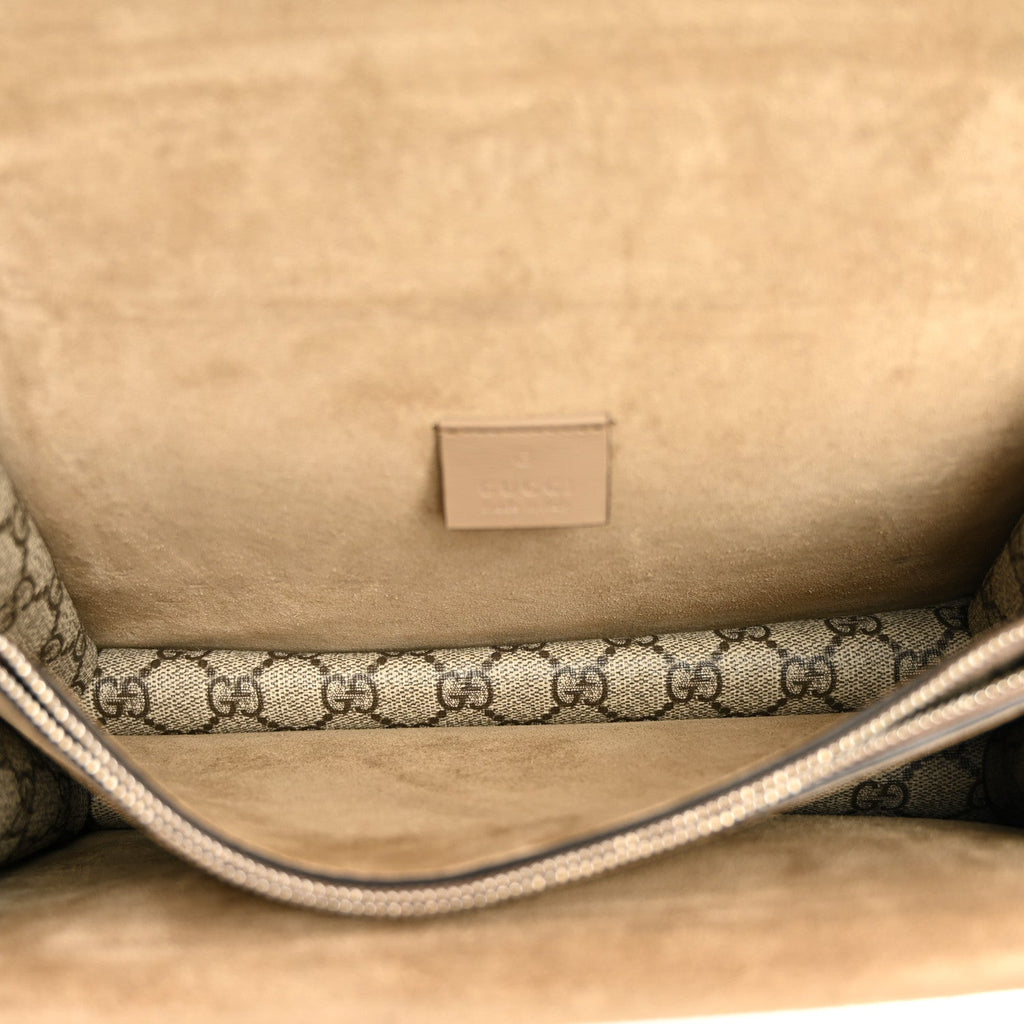 GG Supreme Monogram Suede Small Dionysus Shoulder Bag Beige Ebony Taupe