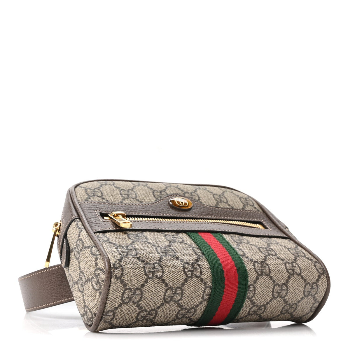 GG Supreme Monogram Web Small Ophidia Belt Bag 95 38 Dark Brown