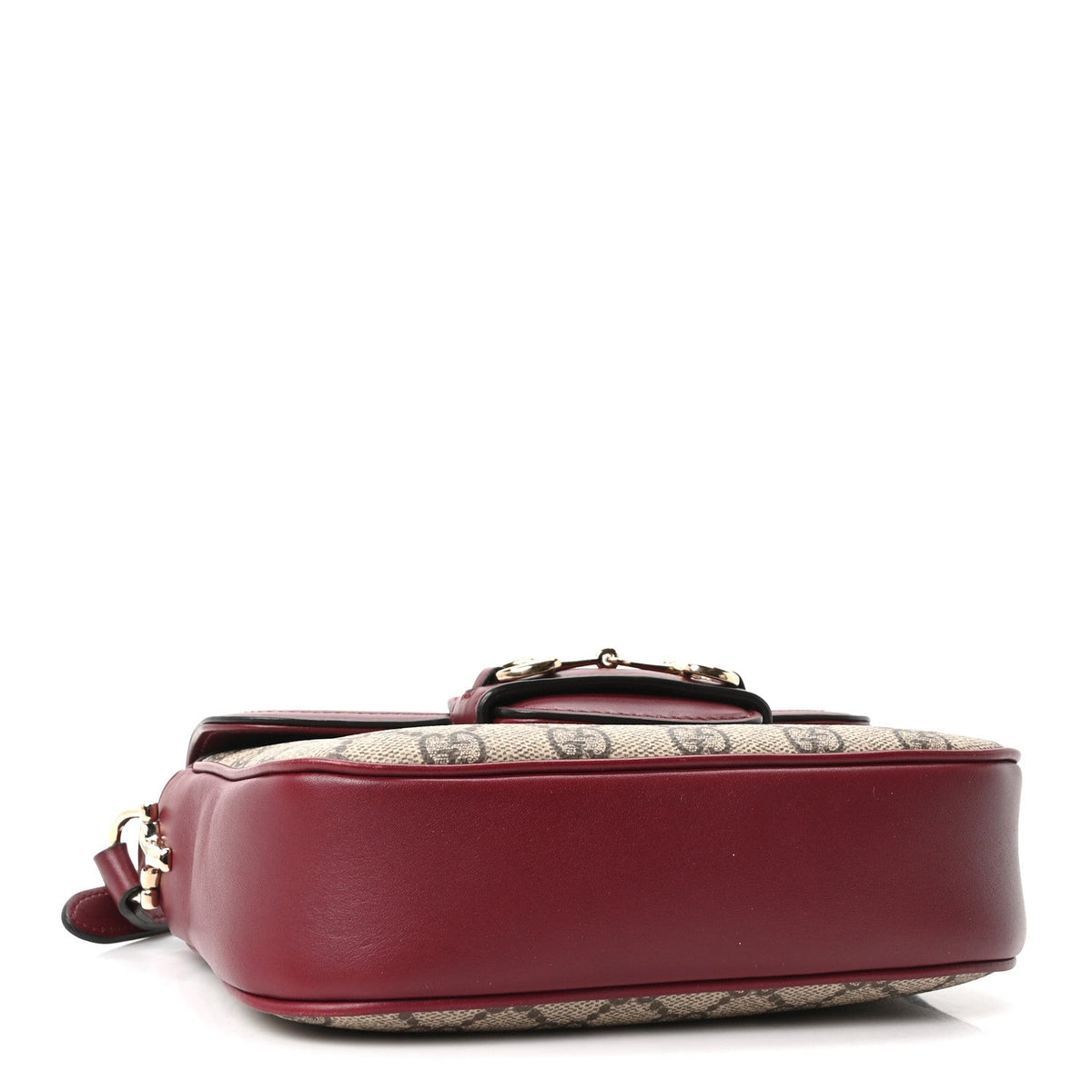 GG Supreme Monogram Web Mini Horsebit 1955 Shoulder Bag Beige Burgundy