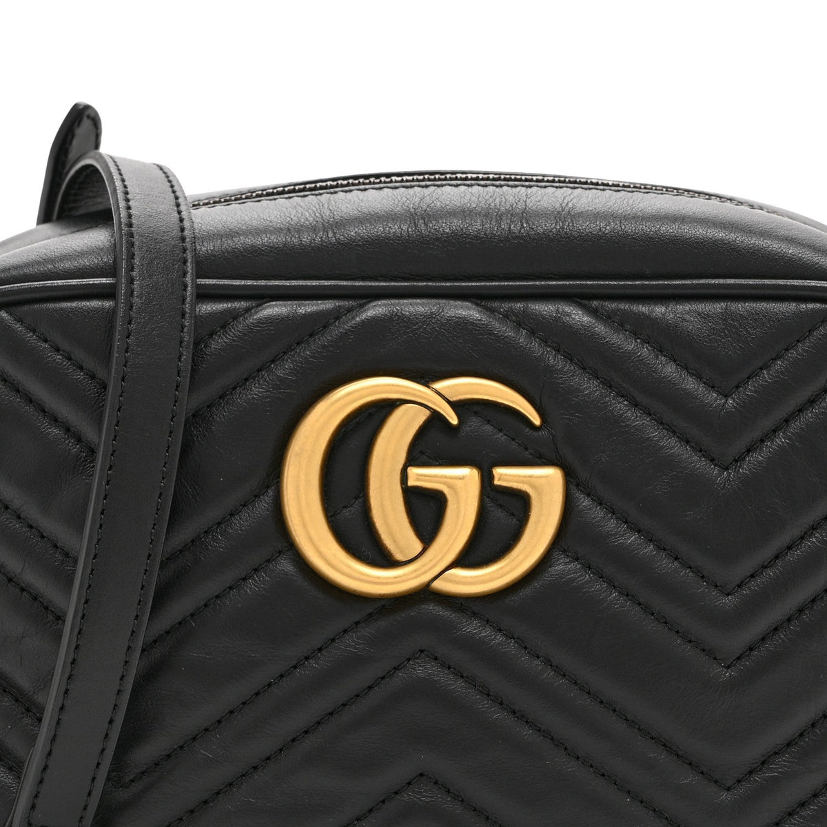 Calfskin Matelasse Small GG Marmont Chain Shoulder Bag Black