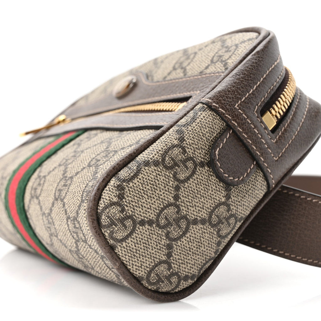 GG Supreme Monogram Web Small Ophidia Belt Bag 95 38 Dark Brown