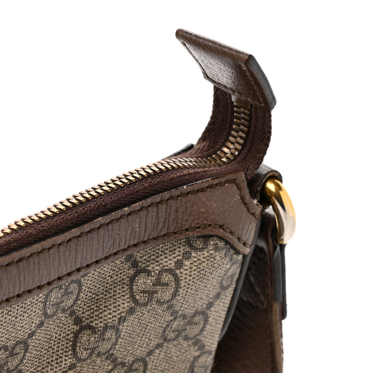 GG Supreme Monogram Web Small Ophidia Half Moon Hobo Brown