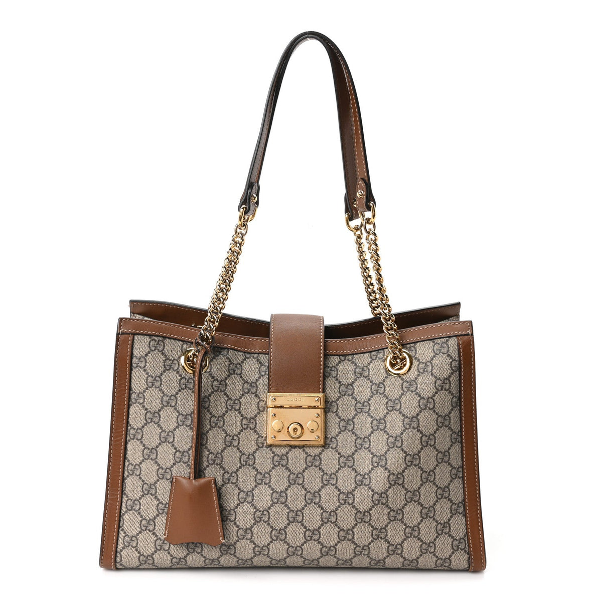 GG Supreme Monogram Medium Padlock Tote Beige Cuir